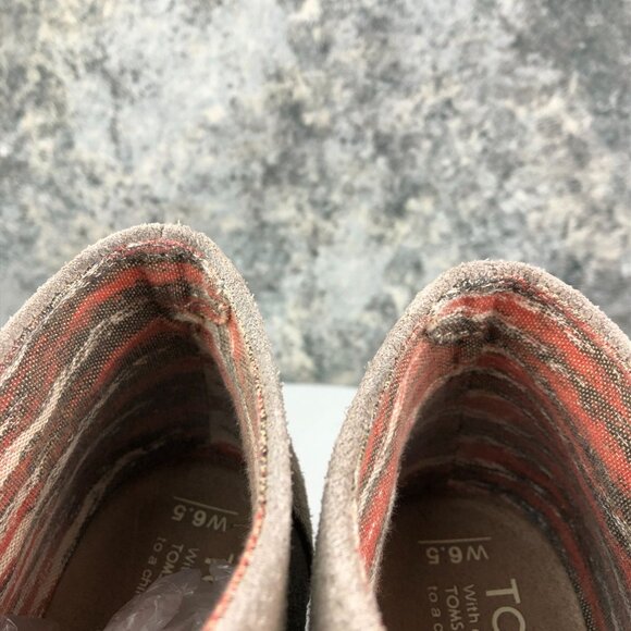 Toms Women's Size 6.5 Desert Taupe Brown Suede High Heel Wedge Ankle Booties - Picture 4 of 13